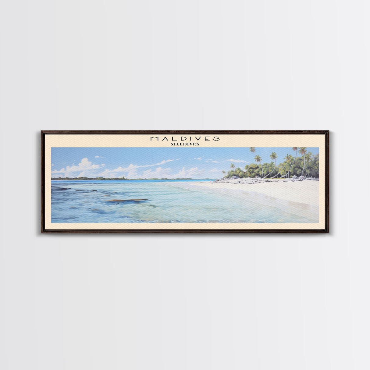 Maldives Travel Poster Print, Framed Canvas Print, COUNTRY Travel Art, Wood Framed Art, Wall Hanging, Home Decor