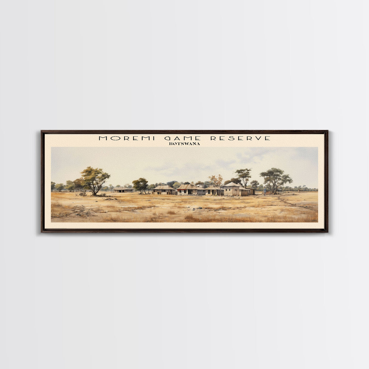 Moremi Game Reserve Travel Poster Print, Framed Canvas Print, COUNTRY Travel Art, Wood Framed Art, Wall Hanging, Home Decor