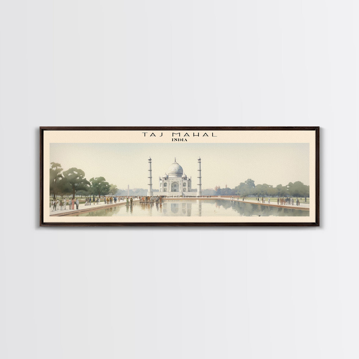 Taj Mahal Travel Poster Print, Framed Canvas Print, COUNTRY Travel Art, Wood Framed Art, Wall Hanging, Home Decor