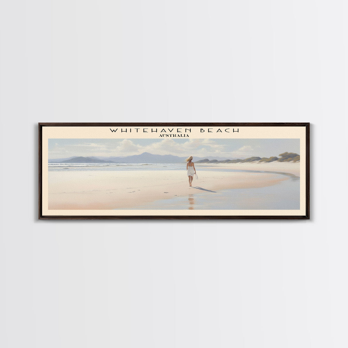 Whitehaven Beach Travel Poster Print, Framed Canvas Print, COUNTRY Travel Art, Wood Framed Art, Wall Hanging, Home Decor