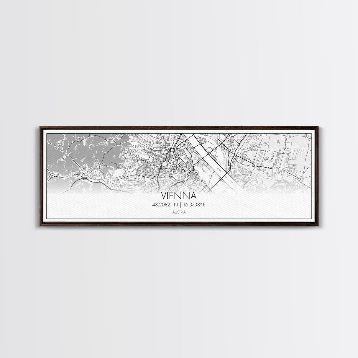 Panoramic Vienna City Map, Austria Art, Map Print, Minimalist Wall Art, Canvas Art, Housewarming Gift, Street Map Art, Closing Gift