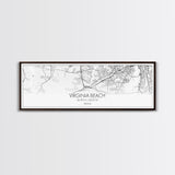 Panoramic Virginia Beach City Map, Virginia Art, Map Print, Minimalist Wall Art, Canvas Art, Housewarming Gift, Street Map Art, Closing Gift