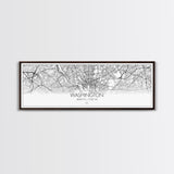 Panoramic Washington City Map, District Of Columbia, Map Print, Minimalist Wall Art, Canvas Art, Housewarming Gift, Street Map, Closing Gift