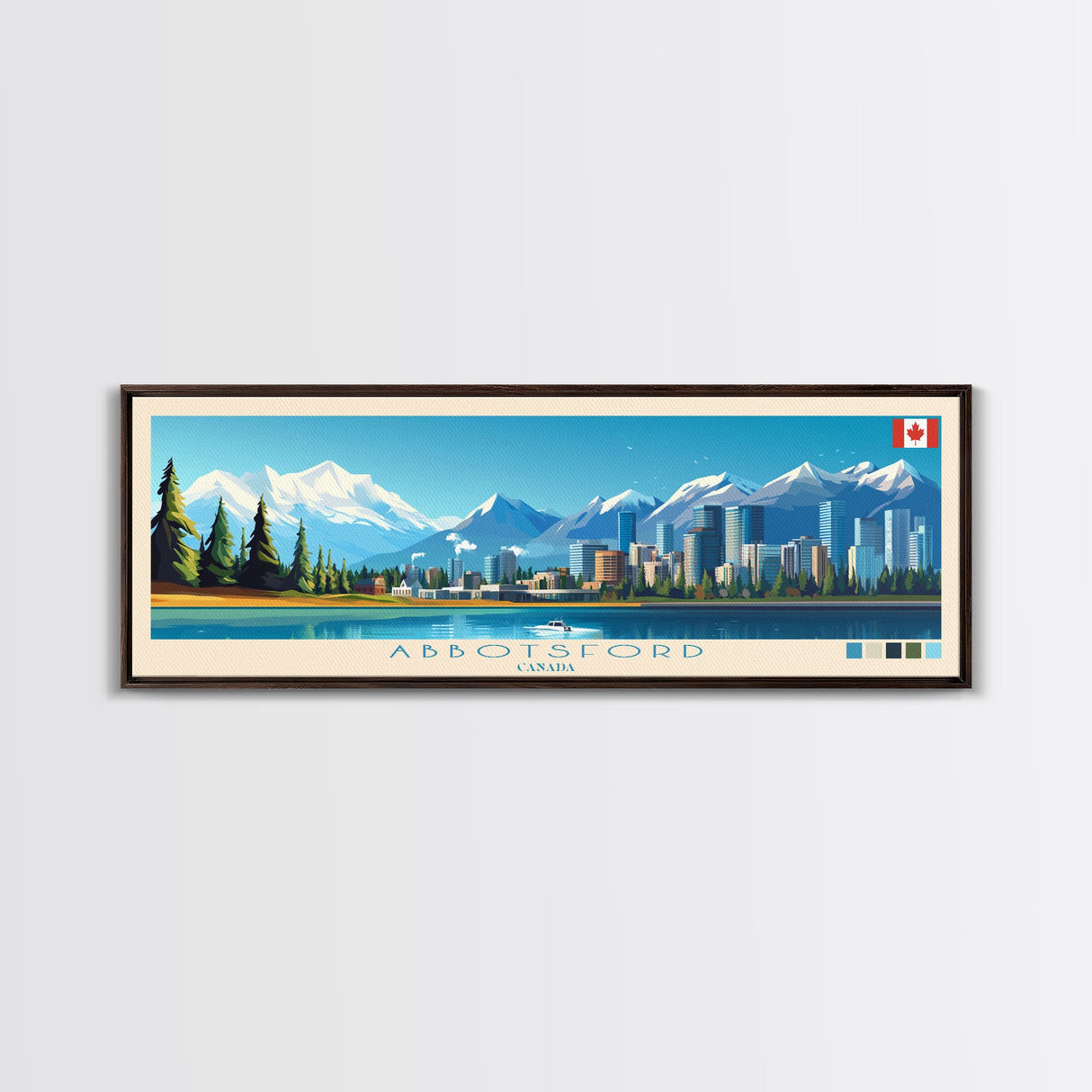 Panoramic Travel Poster Abbotsford, Canada Canvas Print, Abbotsford, Canada Painting, Canada Art, Abbotsford Travel Art, Guest Room Painting