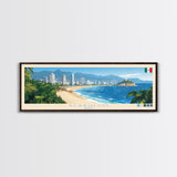 Acapulco, Mexico Travel Poster Panoramic Canvas Print, Acapulco, Mexico Painting, Mexico Art, Acapulco Travel Art, Guest Room Painting