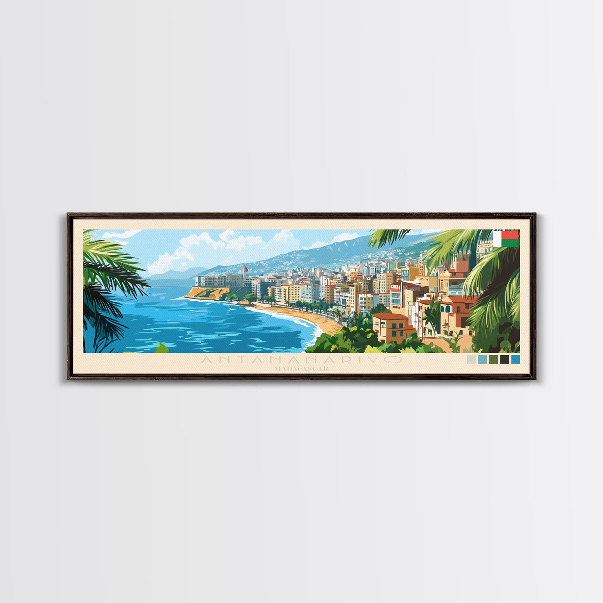 Antananarivo, Madagascar Panoramic Travel Poster Canvas Print, Antananarivo, Madagascar Painting, Madagascar Art, Antananarivo Panoramic Travel Art, Travel Painting