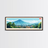 Panoramic Travel Poster Bandung, Indonesia Canvas Print, Bandung, Indonesia Painting, Indonesia Art, Bandung Travel Art, Guest Room Painting