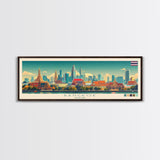 Bangkok, Thailand Travel Poster Panoramic Canvas Print, Bangkok, Thailand Painting, Thailand Art, Bangkok Travel Art, Guest Room Painting