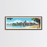 Barrie, Canada Panoramic Travel Poster Canvas Print, Barrie, Canada Painting, Canada Art, Barrie Panoramic Travel Art, Travel Painting