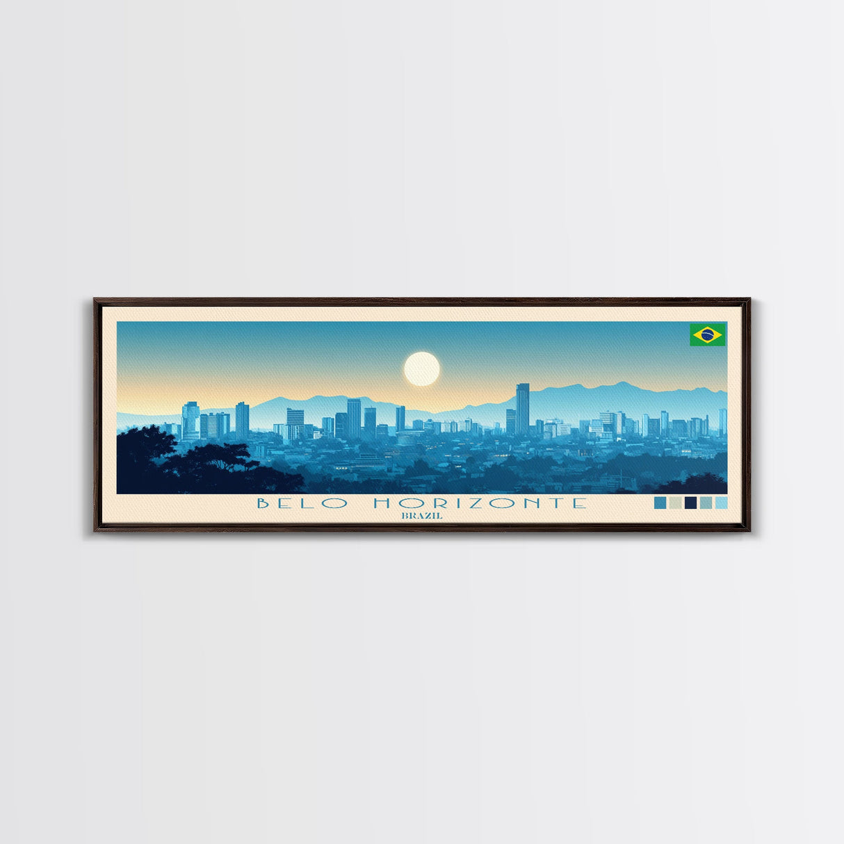 Belo Horizonte, Brazil Panoramic Travel Poster Canvas Print, Belo Horizonte, Brazil Painting, Brazil Art, Belo Horizonte Travel Art, Guest Room Painting