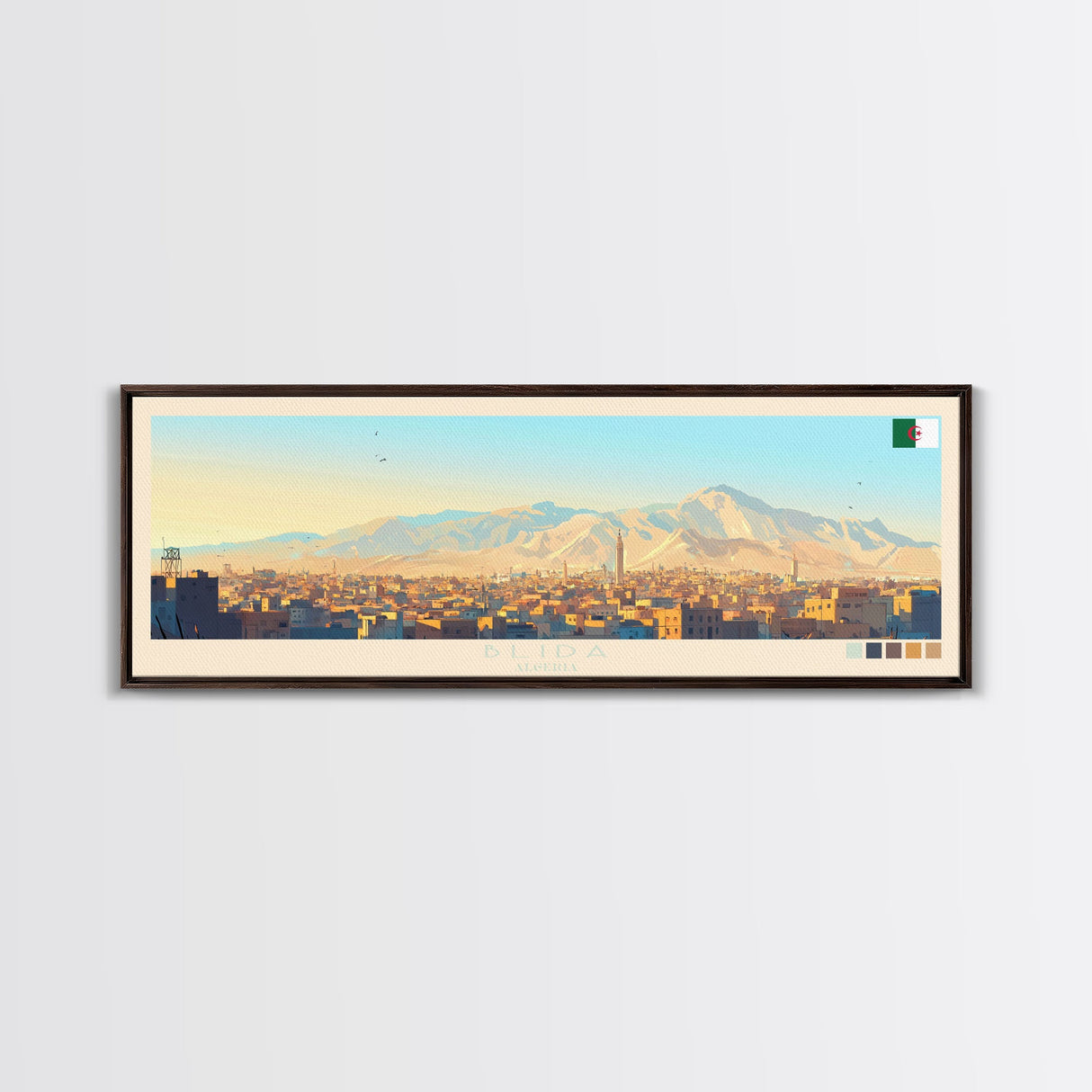 Panoramic Travel Poster Blida, Algeria Canvas Print, Blida, Algeria Painting, Algeria Art, Blida Travel Art, Guest Room Painting