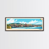 Panoramic Travel Poster Derry City, Ireland Canvas Print, Derry City, Ireland Painting, Ireland Art, Derry City Travel Art, Guest Room Painting