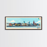 Dublin, Ireland Travel Poster Panoramic Canvas Print, Dublin, Ireland Painting, Ireland Art, Dublin Travel Art, Guest Room Painting