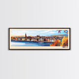 Dundee, Scotland Panoramic Travel Poster Canvas Print, Dundee, Scotland Painting, Scotland Art, Dundee Panoramic Travel Art, Travel Painting