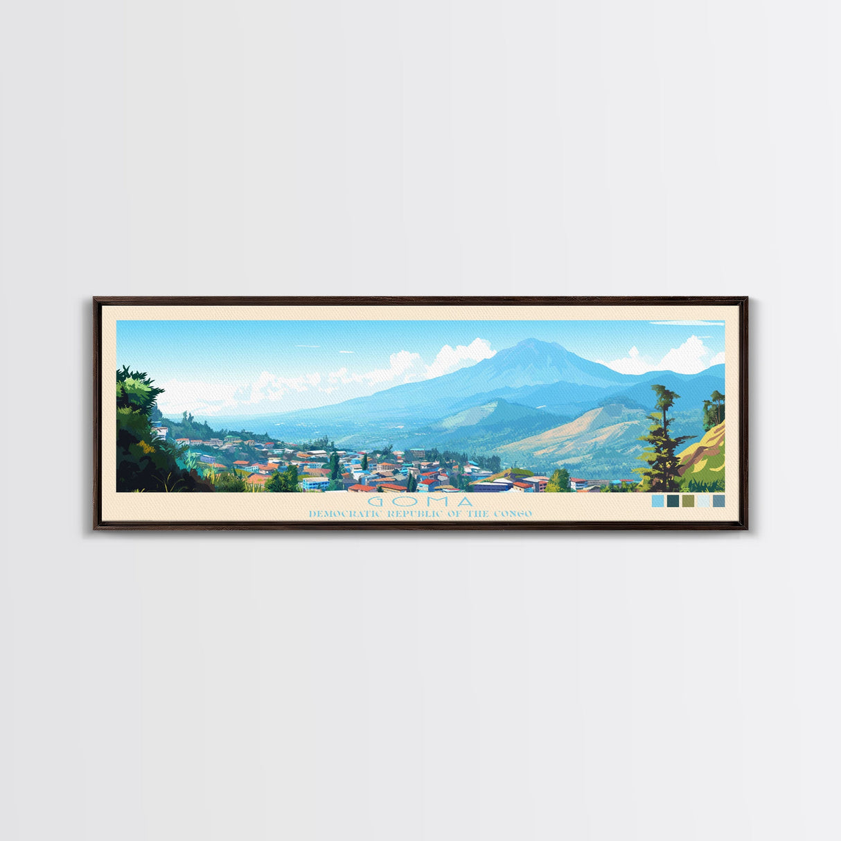 Goma, Congo Travel Poster Panoramic Canvas Print, Goma, Congo Painting, Congo Art, Goma Travel Art, Guest Room Painting