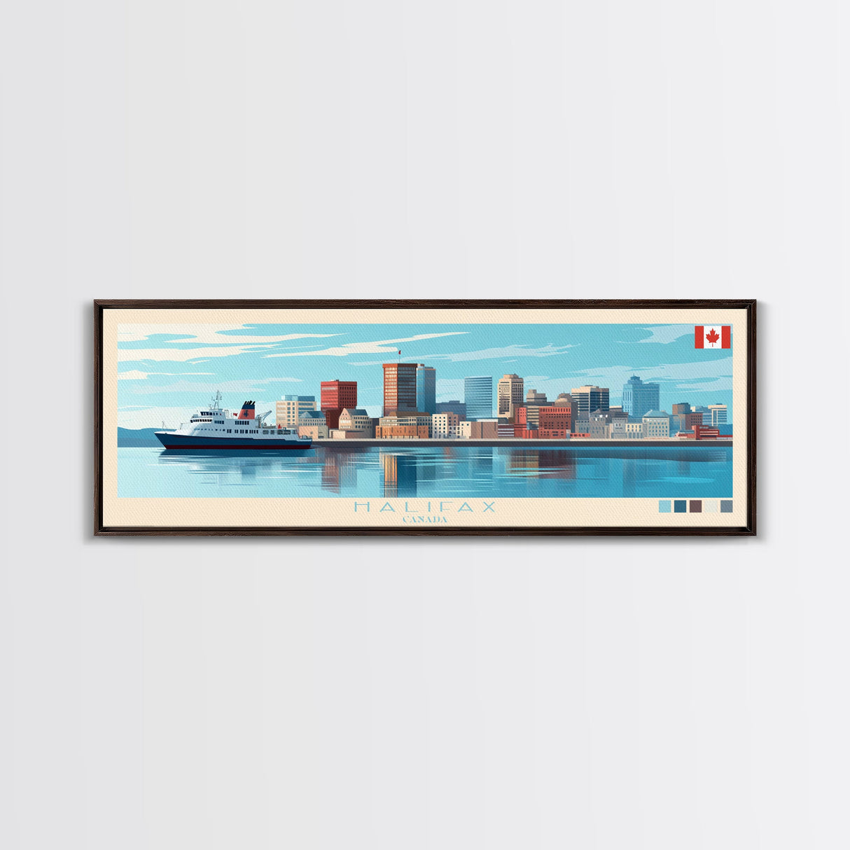 Panoramic Travel Poster Halifax, Canada Canvas Print, Halifax, Canada Painting, Canada Art, Halifax Travel Art, Guest Room Painting