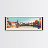 Hereford, England Travel Poster Panoramic Canvas Print, Hereford, England Painting, England Art, Hereford Travel Art, Guest Room Painting