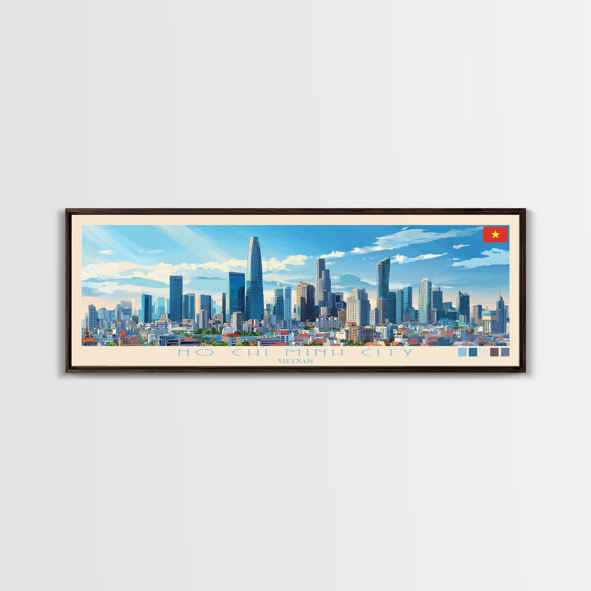 Ho Chi Minh City, Vietnam Panoramic Travel Poster Canvas Print, Ho Chi Minh City, Vietnam Painting, Vietnam Art, Ho Chi Minh City Panoramic Travel Art, Travel Painting