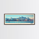 Panoramic Travel Poster Hong Kong, Hong Kong Canvas Print, Hong Kong, Hong Kong Painting, Hong Kong Art, Hong Kong Travel Art, Guest Room Painting