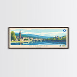 Inverness, Scotland Panoramic Travel Poster Canvas Print, Inverness, Scotland Painting, Scotland Art, Inverness Travel Art, Living Room Painting