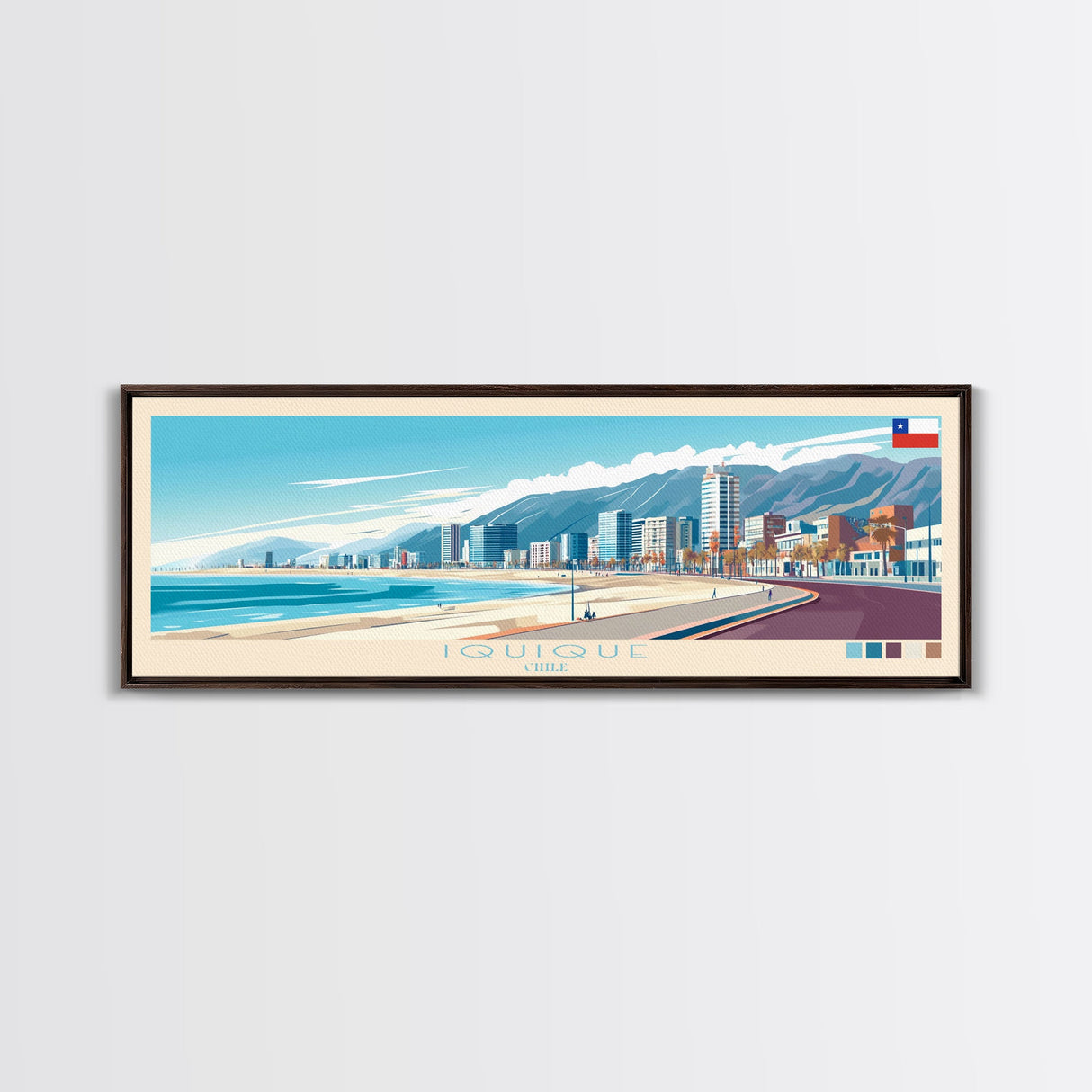 Iquique, Chile Travel Poster Panoramic Canvas Print, Iquique, Chile Painting, Chile Art, Iquique Travel Art, Guest Room Painting