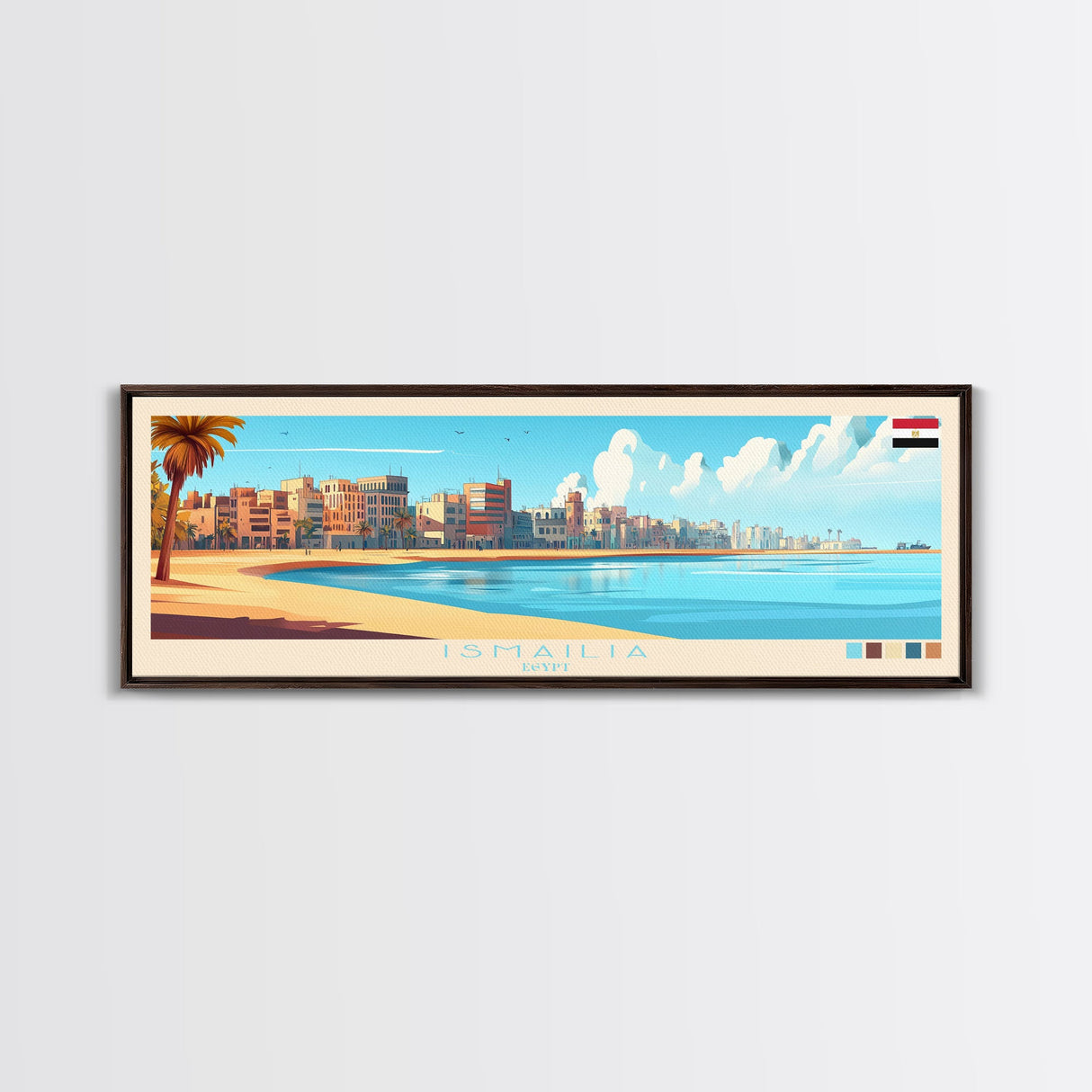 Ismailia, Egypt Panoramic Travel Poster Canvas Print, Ismailia, Egypt Painting, Egypt Art, Ismailia Travel Art, Guest Room Painting