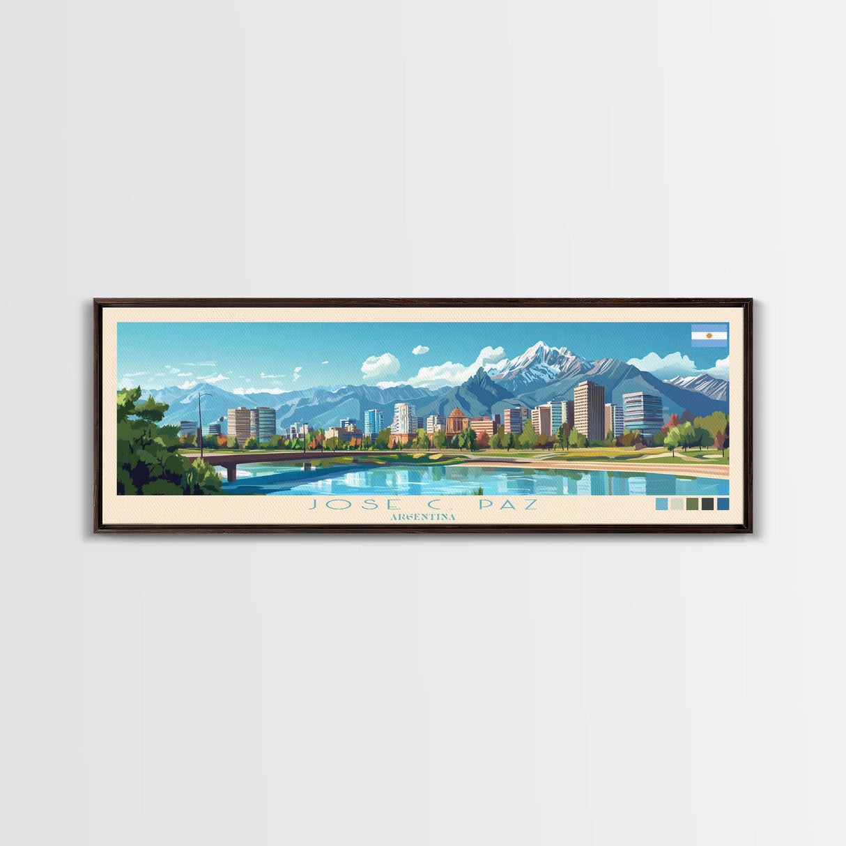 Jose C. Paz, Argentina Travel Poster Panoramic Canvas Print, Jose C. Paz, Argentina Painting, Argentina Art, Jose C. Paz Travel Art, Guest Room Painting