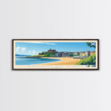 Kirkcaldy and Dysart, Scotland Travel Poster Panoramic Canvas Print, Kirkcaldy and Dysart, Scotland Painting, Scotland Art, Kirkcaldy and Dysart Travel Art, Guest Room Painting