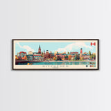 Panoramic Travel Poster Kitchener, Canada Canvas Print, Kitchener, Canada Painting, Canada Art, Kitchener Travel Art, Guest Room Painting