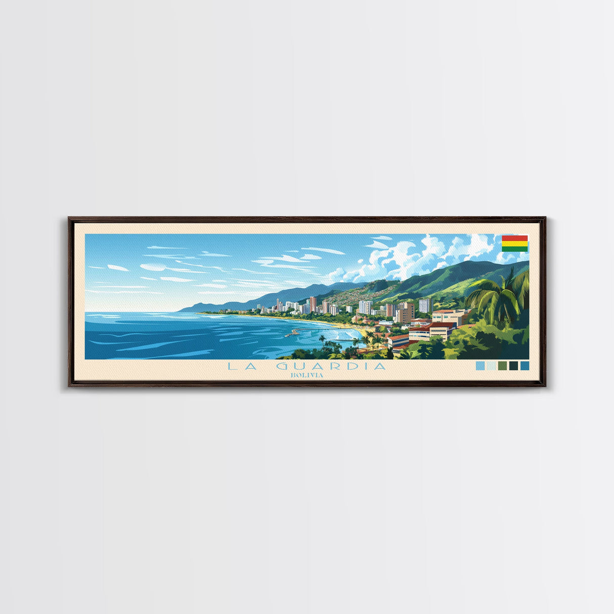 La Guardia, Bolivia Travel Poster Panoramic Canvas Print, La Guardia, Bolivia Painting, Bolivia Art, La Guardia Travel Art, Guest Room Painting