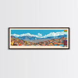 La Paz, Bolivia Panoramic Travel Poster Canvas Print, La Paz, Bolivia Painting, Bolivia Art, La Paz Panoramic Travel Art, Travel Painting