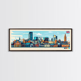 Panoramic Travel Poster Leeds, England Canvas Print, Leeds, England Painting, England Art, Leeds Travel Art, Guest Room Painting