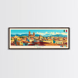 Leon, Mexico Panoramic Travel Poster Canvas Print, Leon, Mexico Painting, Mexico Art, Leon Travel Art, Guest Room Painting