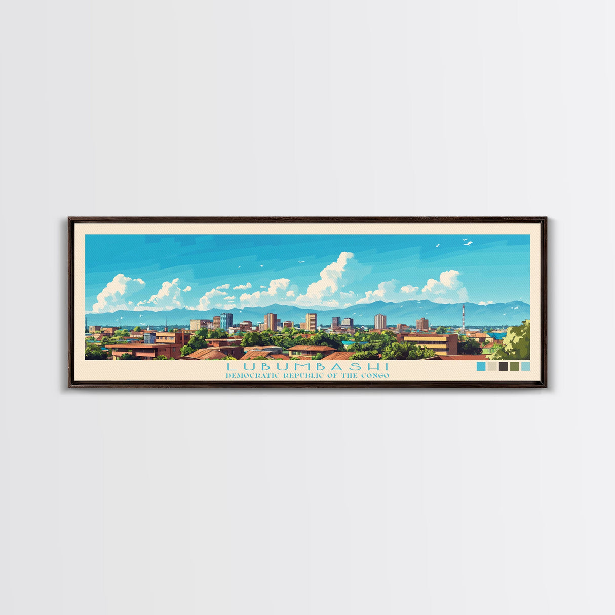 Lubumbashi, Congo Panoramic Travel Poster Canvas Print, Lubumbashi, Congo Painting, Congo Art, Lubumbashi Travel Art, Guest Room Painting