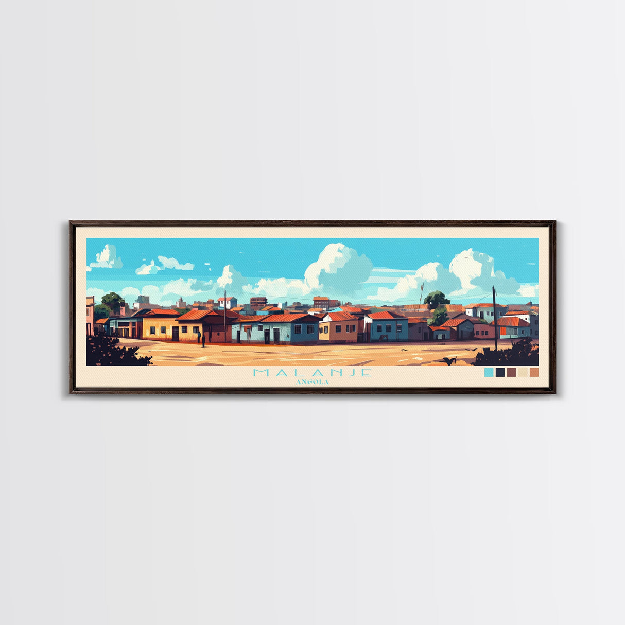 Malanje, Angola Panoramic Travel Poster Canvas Print, Malanje, Angola Painting, Angola Art, Malanje Travel Art, Living Room Painting