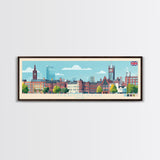 Manchester, England Panoramic Travel Poster Canvas Print, Manchester, England Painting, England Art, Manchester Travel Art, Guest Room Painting