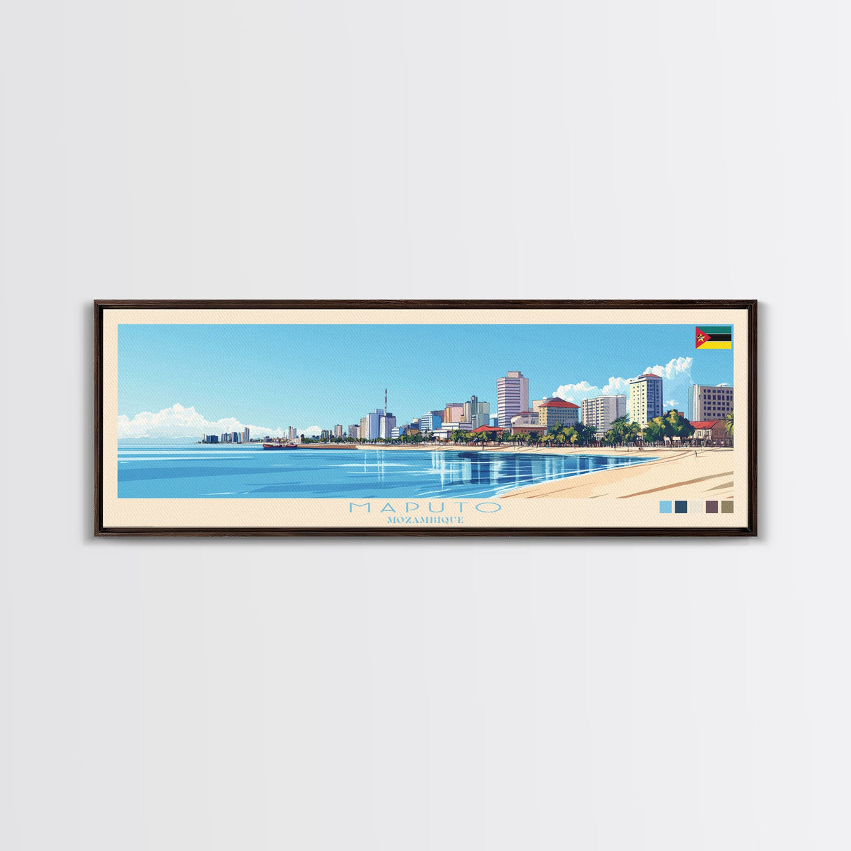 Maputo, Mozambique Travel Poster Panoramic Canvas Print, Maputo, Mozambique Painting, Mozambique Art, Maputo Travel Art, Guest Room Painting