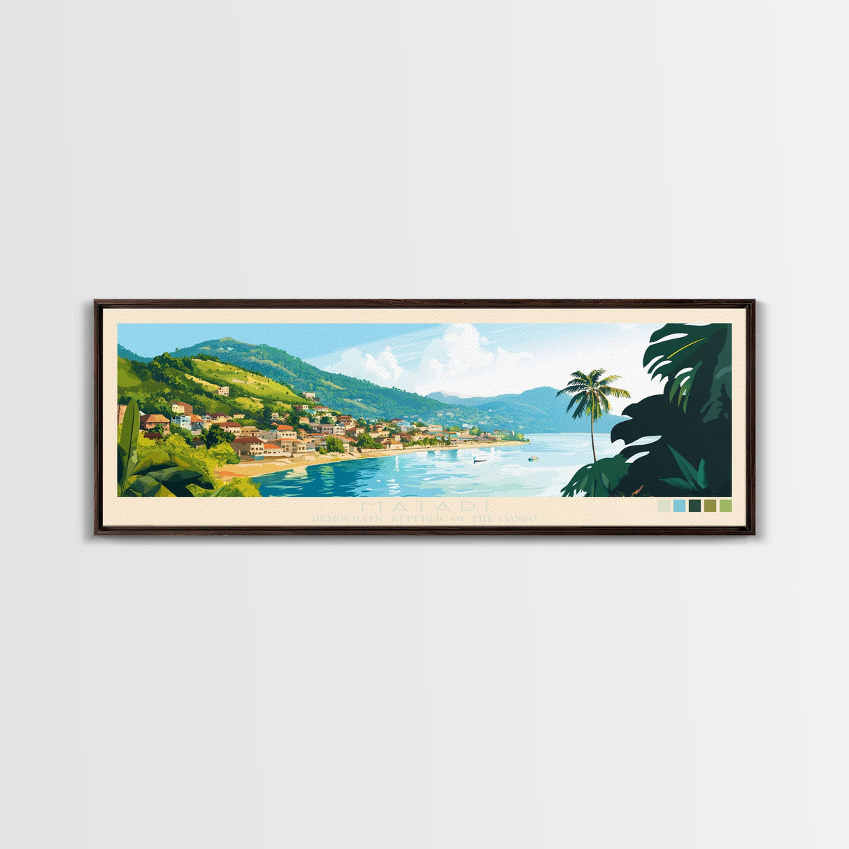 Panoramic Travel Poster Matadi, Congo Canvas Print, Matadi, Congo Painting, Congo Art, Matadi Travel Art, Guest Room Painting