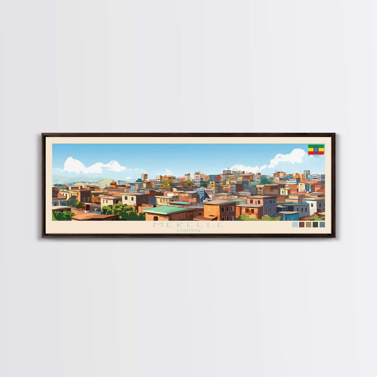 Mekelle, Ethiopia Panoramic Travel Poster Canvas Print, Mekelle, Ethiopia Painting, Ethiopia Art, Mekelle Panoramic Travel Art, Travel Painting