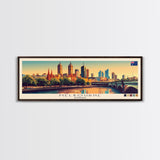 Melbourne, Australia Panoramic Travel Poster Canvas Print, Melbourne, Australia Painting, Australia Art, Melbourne Travel Art, Living Room Painting