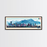 Panoramic Travel Poster Monterrey, Mexico Canvas Print, Monterrey, Mexico Painting, Mexico Art, Monterrey Travel Art, Guest Room Painting