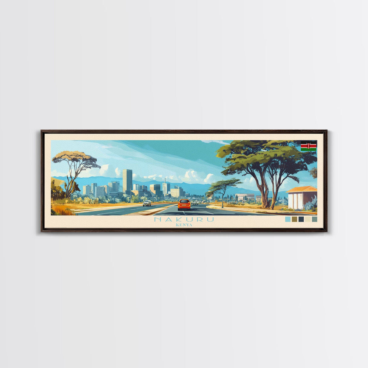 Nakuru, Kenya Travel Poster Panoramic Canvas Print, Nakuru, Kenya Painting, Kenya Art, Nakuru Travel Art, Guest Room Painting