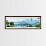 Panoramic Travel Poster Nanjing, China Canvas Print, Nanjing, China Painting, China Art, Nanjing Travel Art, Guest Room Painting