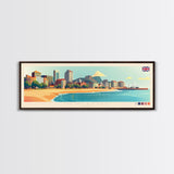 Newcastle, England Panoramic Travel Poster Canvas Print, Newcastle, England Painting, England Art, Newcastle Panoramic Travel Art, Travel Painting