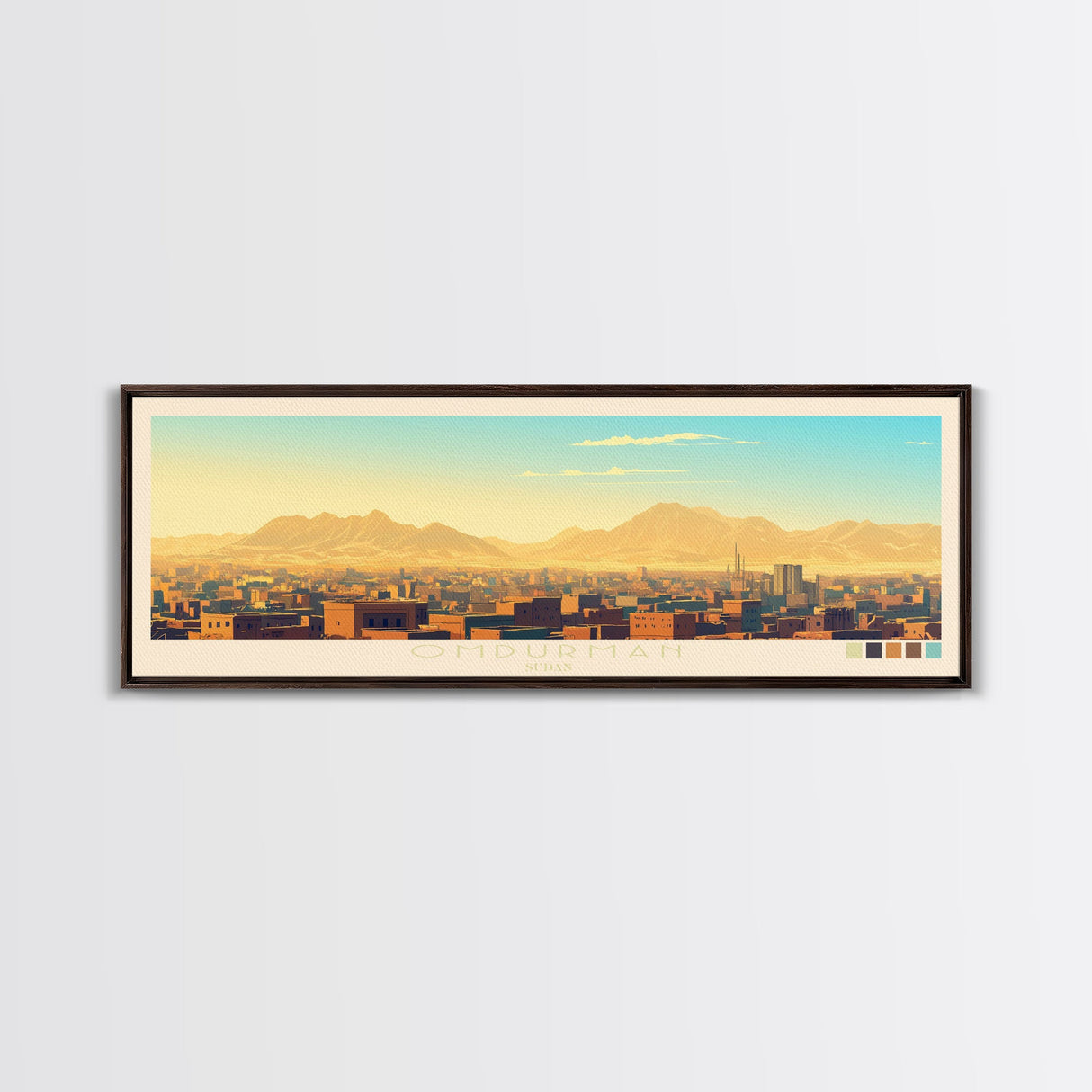 Omdurman,  Sudan Panoramic Travel Poster Canvas Print, Omdurman,  Sudan Painting,  Sudan Art, Omdurman Travel Art, Guest Room Painting