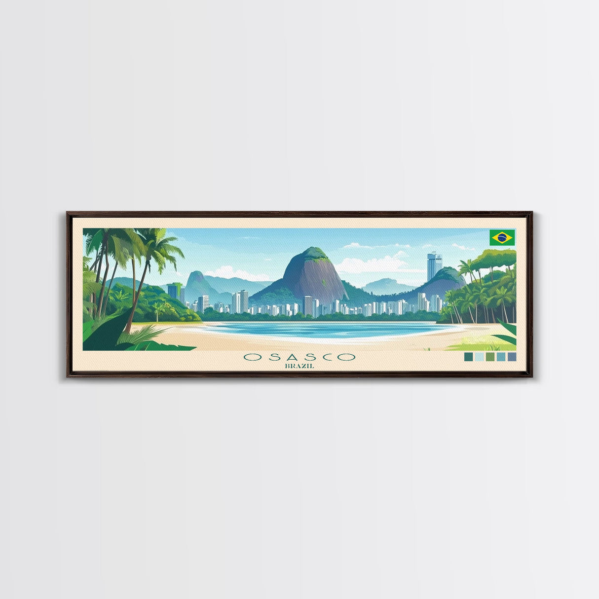 Osasco, Brazil Panoramic Travel Poster Canvas Print, Osasco, Brazil Painting, Brazil Art, Osasco Travel Art, Living Room Painting