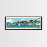 Plymouth, England Panoramic Travel Poster Canvas Print, Plymouth, England Painting, England Art, Plymouth Travel Art, Guest Room Painting