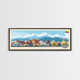 Portsmouth, England Panoramic Travel Poster Canvas Print, Portsmouth, England Painting, England Art, Portsmouth Panoramic Travel Art, Travel Painting