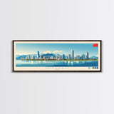 Qingdao, China Panoramic Travel Poster Canvas Print, Qingdao, China Painting, China Art, Qingdao Panoramic Travel Art, Travel Painting