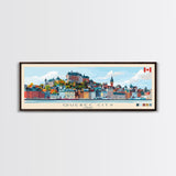 Quebec City, Canada Panoramic Travel Poster Canvas Print, Quebec City, Canada Painting, Canada Art, Quebec City Travel Art, Guest Room Painting